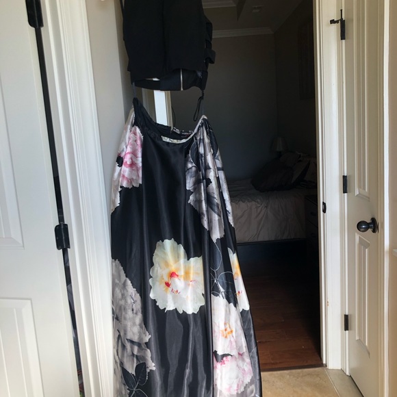 Silk Black, Pink, White and Yellow Prom Dress - Picture 2 of 3